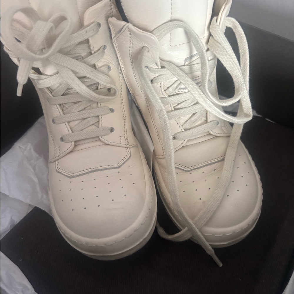 Rick Owens Kids White High-Top Sneakers